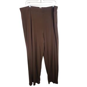 Brown Stretchy Pull On Pants 2X 18/20W Plus Size Comfortable Casual Travel Knit